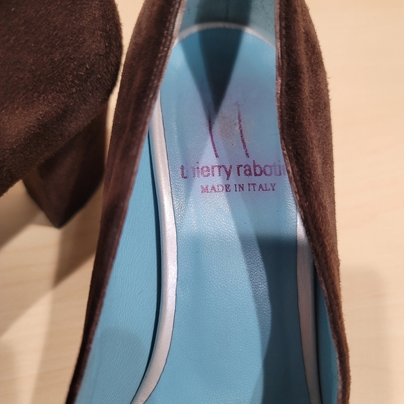 Vintage Suede Thierry Rabotin Peep Toe Block Heels - sz 36.5 EU - Picture 10 of 12